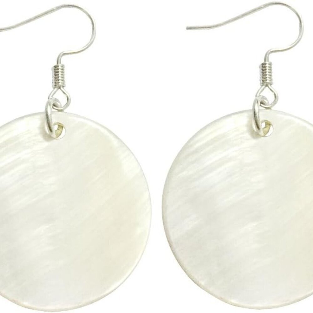 Natural White Sea Shell Silver Drop Dangle Earrings Women Gift Beach Jewelry